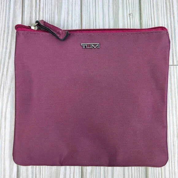 Tumi for Delta Plum Zippered Pouch Travel Toiletry Case Makeup Cosmetic Bag