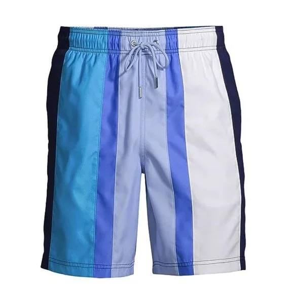 NWT Lands' End Men's Lined 8in Colorblock Volley Swim Trunks Size S $50 Y348