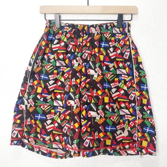 JL Racing Shorts Swim Trunks Rowing Athletic Wear International Flag Print Rare