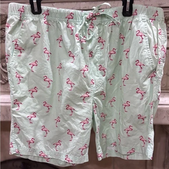 NWOT Massive Men’s Mint Green Elastic Drawstring Shorts Flamingo Design Size XL
