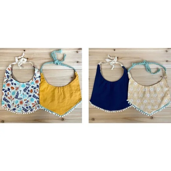 Handmade reversible boho floral bib set of 2 NEW