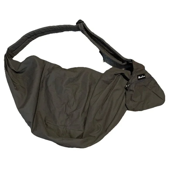 SlowTon Gray Pet Carrier Padded Adjustable Sling, Button Closure, Zip Pocket