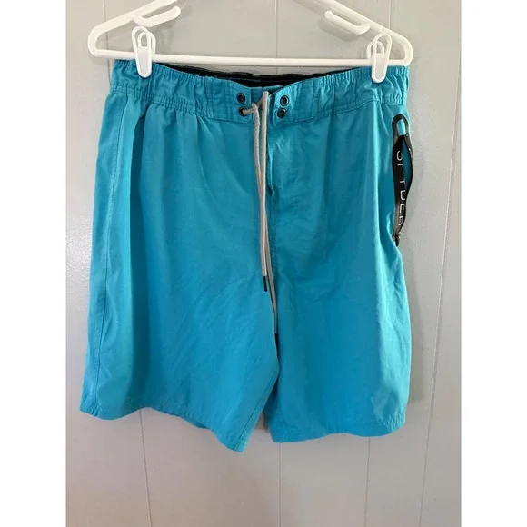 Spyder‎ Swim Trunks Mens Medium Blue Board Shorts Mesh Lined Zipper Pocket