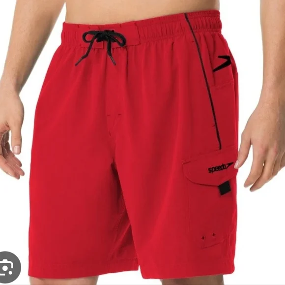 Speedo Men's Bold Red Swim Trunks, 9