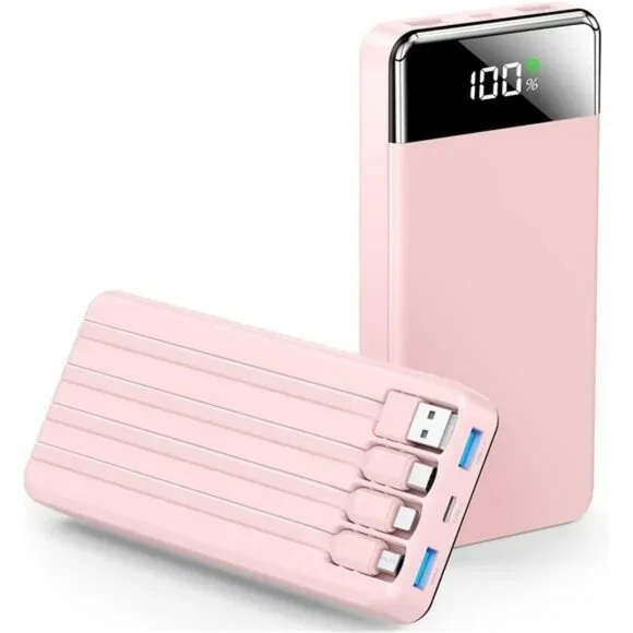 35000mAh portable charger power bank fast charging with built in cables