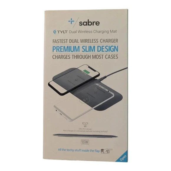 C5. Tylt Sabre Dual Wireless Charging Mat For Apple & Android Products - Black
