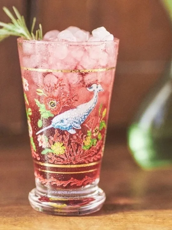 NWT Anthropologie Lou Rota Mother Nature Juice Glass Goblet Whale