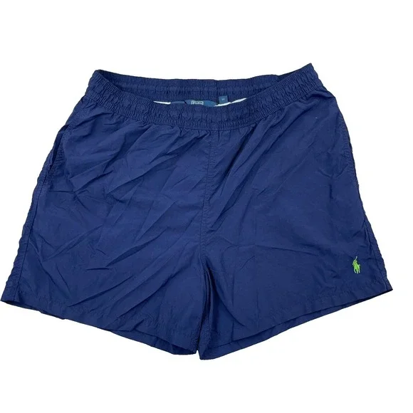 Vintage Polo Ralph Lauren Swim Trunks Men Large Blue Bored Shorts Green Pony Y2K