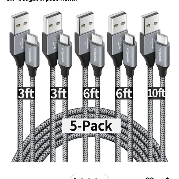 USB A to USB C Cables Gray