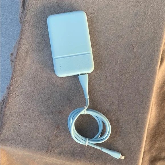 Light Blue Portable Charger with Cable