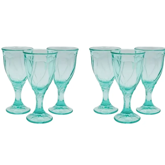 Vintage 1990s Noritake Sweet Swirl Aqua Glasses Set of 6