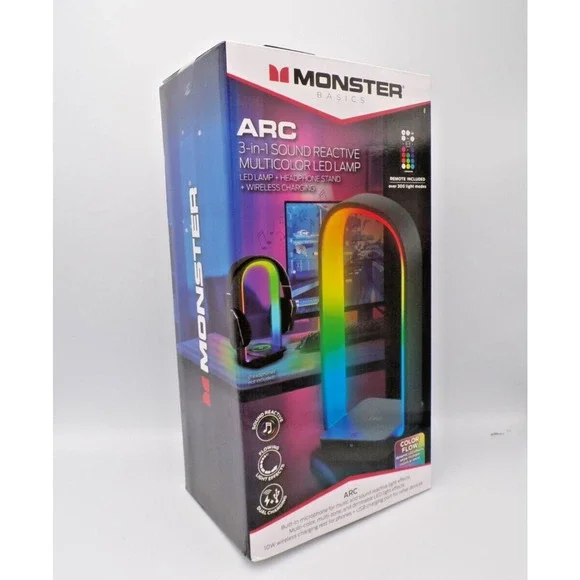 Monster ARC+ Sound‎ Reactive Smart RGB Headphone Stand with Wireless Charger