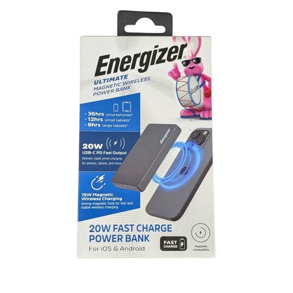 Cc5O‎ Energizer Ultimate 20W Magsafe Wireless Power bank, USB-C PD Fast Output
