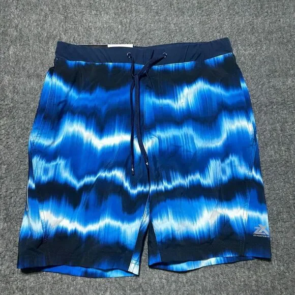 Zeroxposur Mens Swim Trunks‎ Small Shorts Blue Bathing Suit Bottoms Tie Dye
