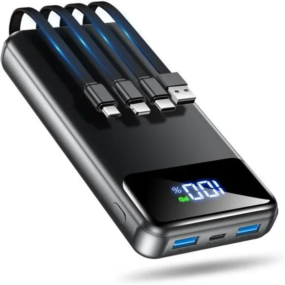 Portable Charger 50000mAh Power Bank Fast Charging USB C Built In Cables