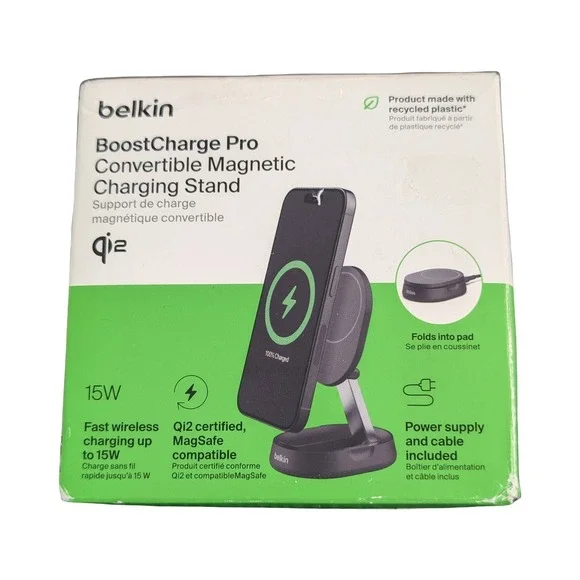 Mm6U Belkin BoostCharge Pro QI2 15W Magnetic Wireless Charging Stand Black USED*