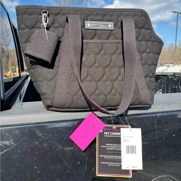 Betsey Johnson Black Quilted Tote Pet Carrier
