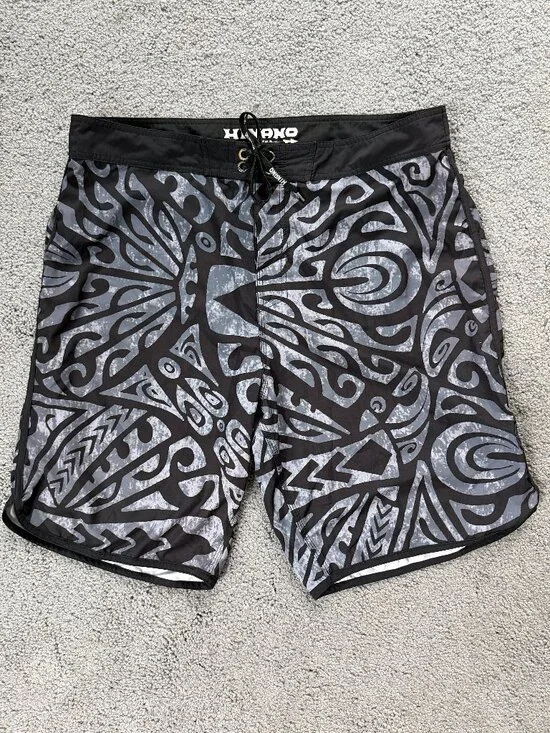 RARE Hinano 1955 Collection Tahiti Board Shorts -Men's Sz. 40- Black/White - EUC