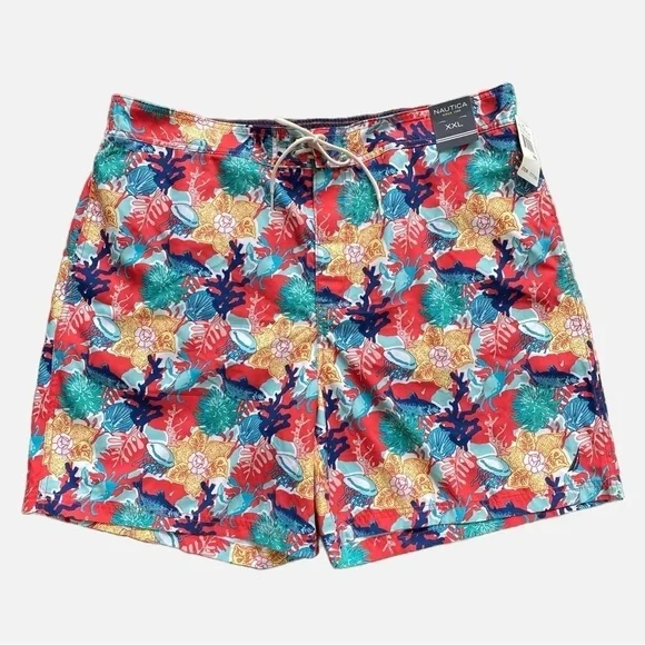Nautica Men’s Tropical Coral Reef Swim Trunks Board Shorts XXL NWT