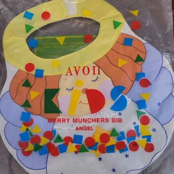 NWT Vintage Avon 1995 Christmas Angel Bib Merry Munchers