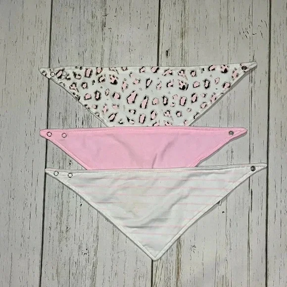Head, Shoulders, Toes & Bows 3 pack Baby girls’ bandana bibs