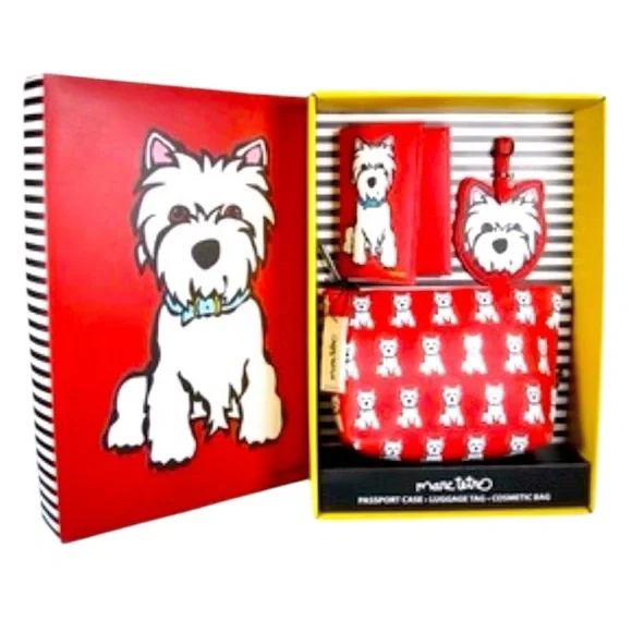 NWT Marc Tetro 3-Piece Gift Set – Cosmetic Bag, Luggage Tag & Passport Holder