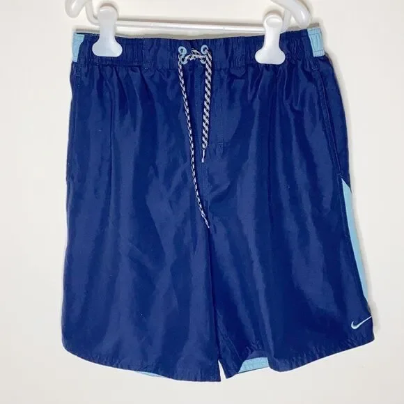 Nike navy light blue colorblock swim trunks Size M