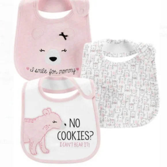 Carter's Baby Girl Water Resistant 3 Pack Bibs