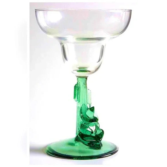 Vintage Set of 4 Durand Cristal D'Arques Siesta Man Margarita Glass| Cactus Stem