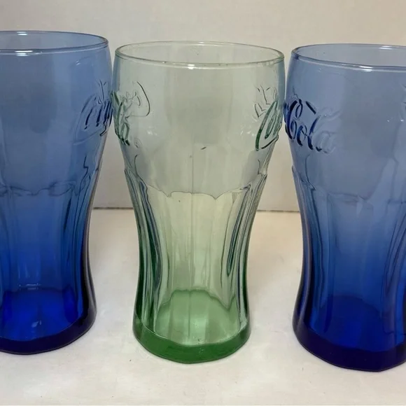 Collectable Coca-Cola Glass Set in Blue and Green