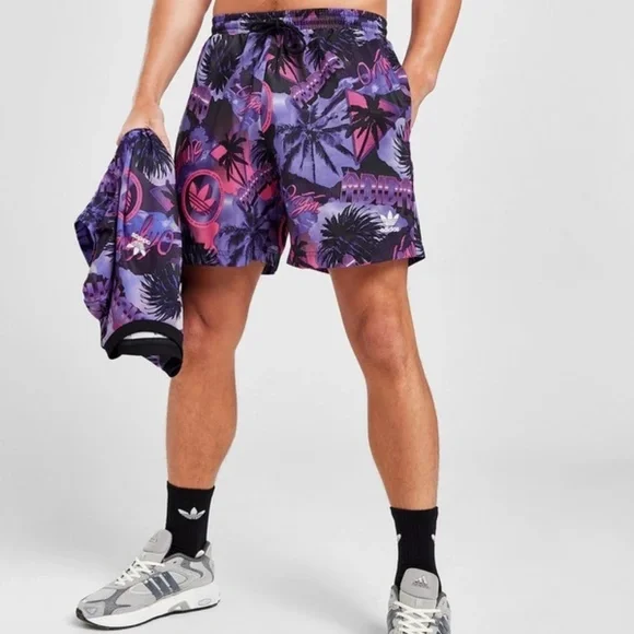 Adidas palm swim short and tee in multicolor size XL