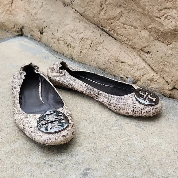 Tory Burch reva pitone Rocha snake flats size 8