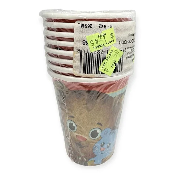 NOS Daniel Tiger's Neighborhood Party 8 oz Cups 8pk 2017 Discontinued PBS Kids