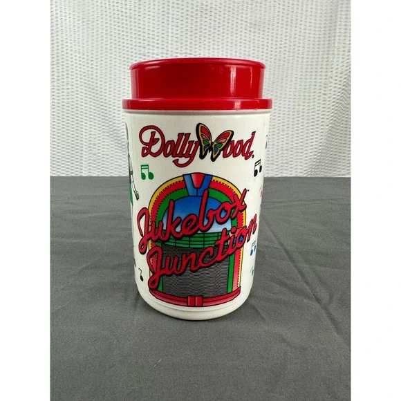 Vintage Dollywood Jukebox Junction Travel Mug Cup Whirley Thermo Hot Or Cold