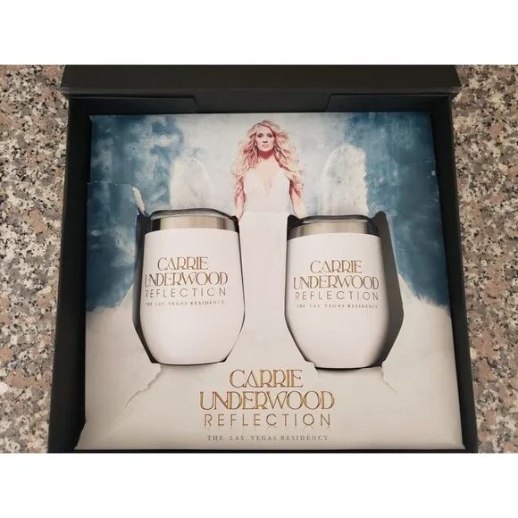 Collectible Carrie Underwood 2 White Wine Tumblers Las Vegas Residency Gift Box