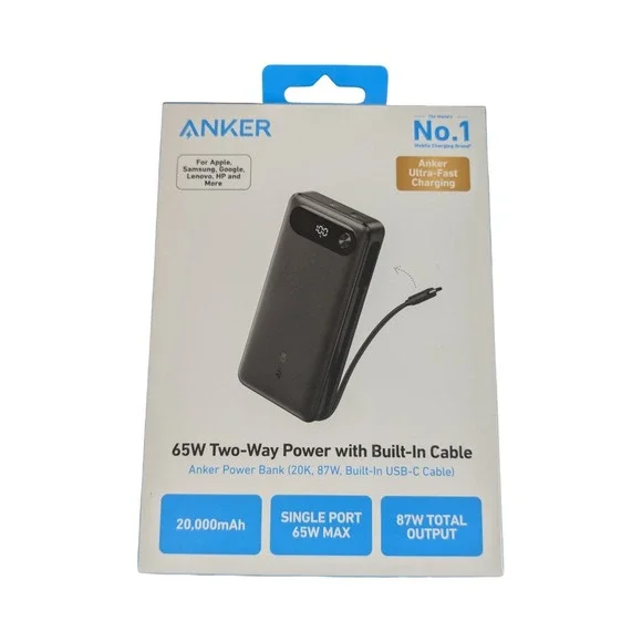 Pp2U Anker 65W Two-Way Power Bank with Built-In Cable – 20,000mAh 87w Total Outp