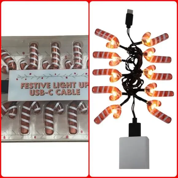 Vivitar Novelty Christmas Candy Cane‎ C Port Phone Charger | NEW!!