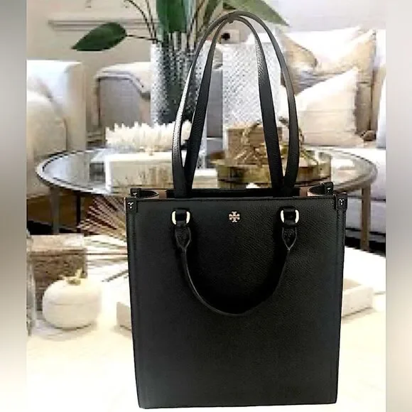 TORY BURCH SHOULDER BAG, BLACKS HANDBAG WITH TORY BURCH LOGO IN GOLD TONE