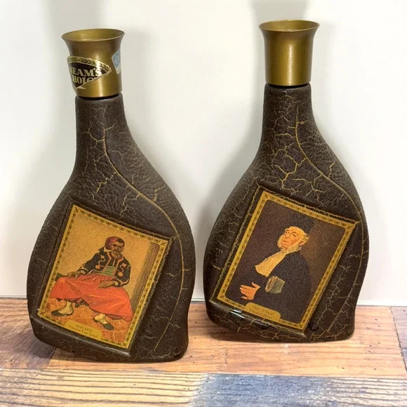 2 Jim Beam Glass Decanters Modern Masters‎ Beams Choice Van Gogh & Manet 1970s