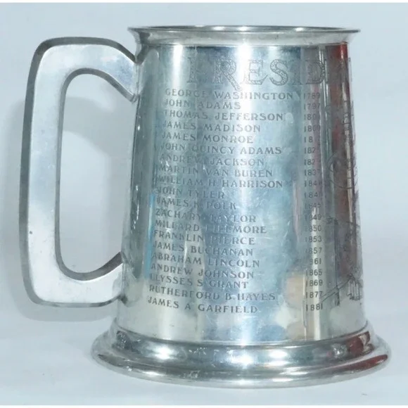 Presidents of America Vintage Engraved Pewter Mug