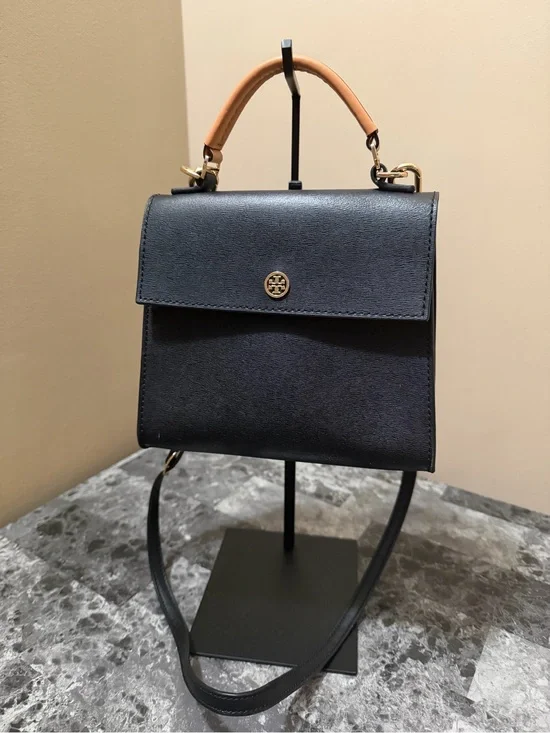 Tory Burch Black Leather Top-Handle Crossbody Bag
