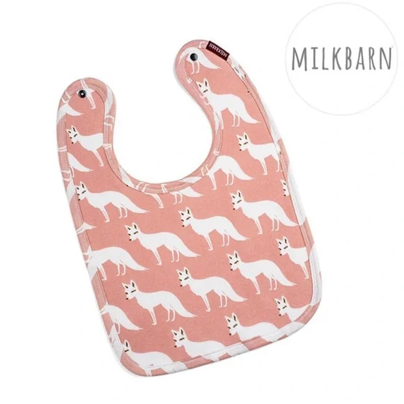 MilkBarn Pink Fox Organic Cotton Bib