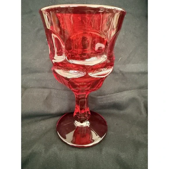Red Ruby Glass Goblet Glossy Round Unisex Adults Drinkware Decorative 5.5 Inch