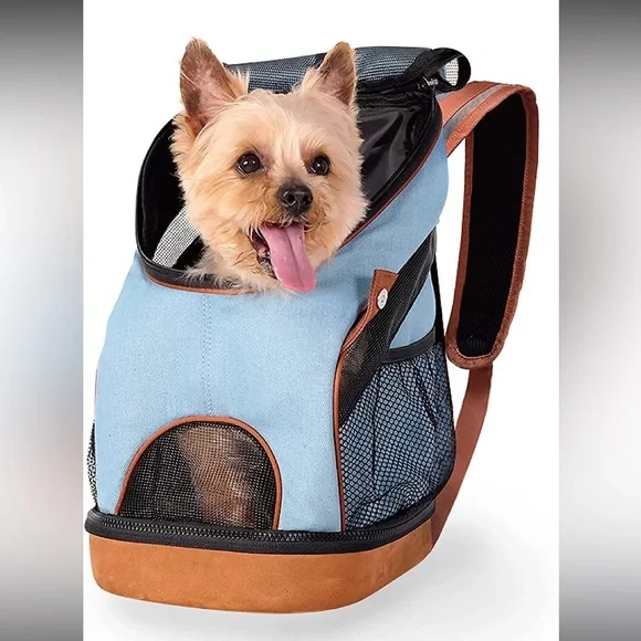 Ibiyaya New Denim Fun Lightweight Pet Backpack Cat & Dog Carrier, Denim, Small