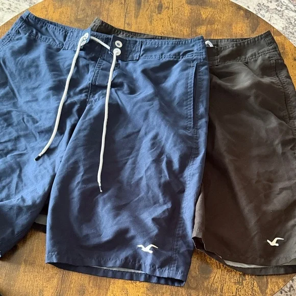 Hollister Men's Navy and Black Swim Shorts-2 pair