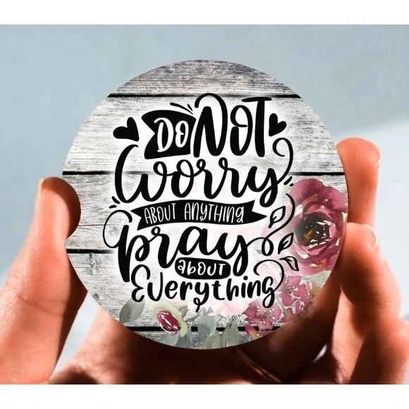 Set of‎ 2 Car Coasters, Pray About Everything Car Coaster, Neoprene Car Coaster