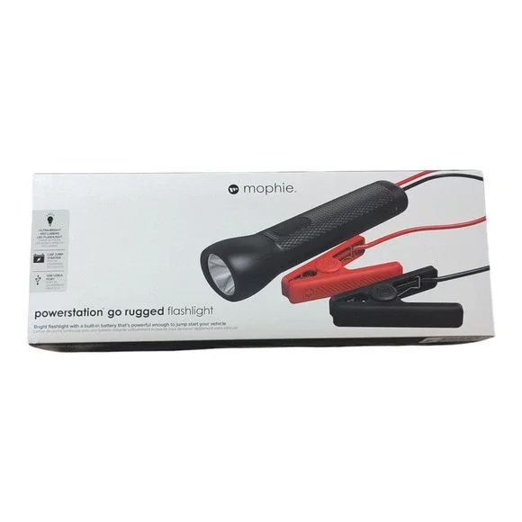 BB. Mophie Powerstation‎ GO Rugged Flashlight W Jumper Cables - Carrying Pouch