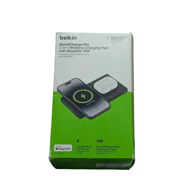 Bb.N Belkin BoostCharge Pro 2-in-1 Wireless‎ iPhone Charging Pad W/Magsafe 15W