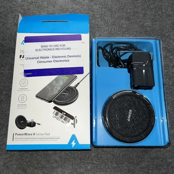 Anker PowerWave II 15W Qi Wireless Charging Pad (w/ Wall Charger) -‎ Black