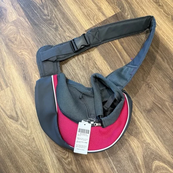 Gray and Pink Sling Bag Per Carrier Size Small Breathable Cat or Dog